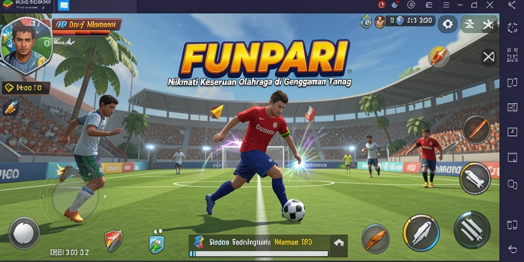 Screenshot menunjukkan aksi seru dalam pertandingan olahraga FUNPARI.