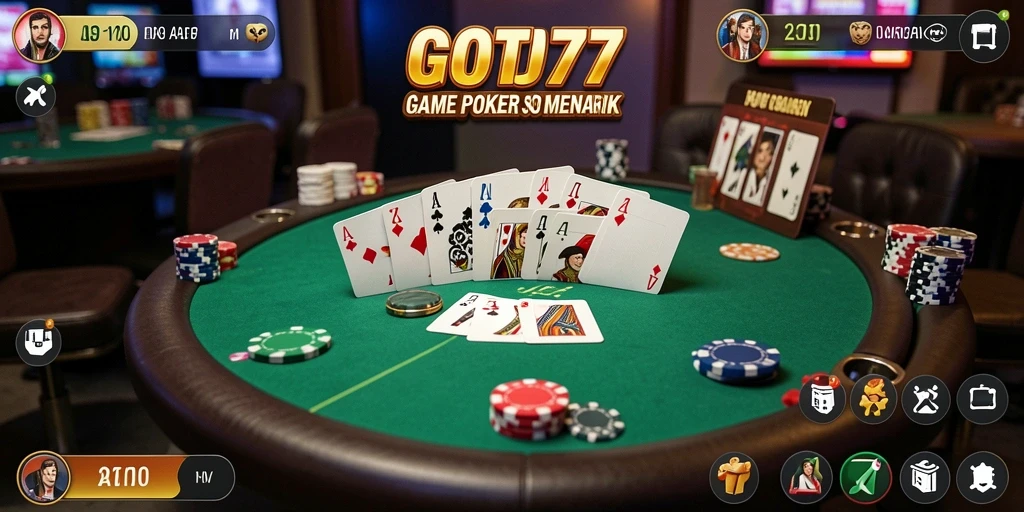 Screenshot gameplay Poker di GOTO77 dengan aksi taruhan yang mendebarkan.