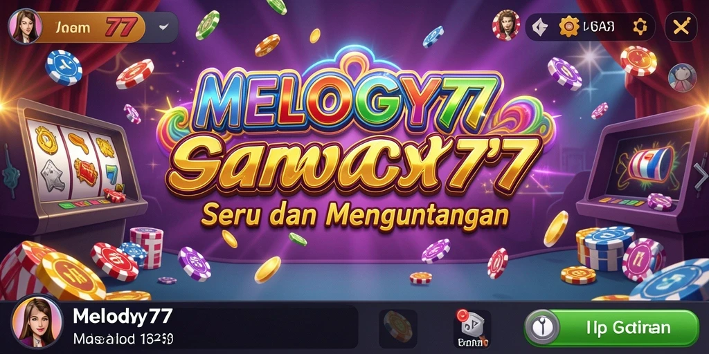 Screenshot gameplay MELODY77 menunjukkan pengalaman Kasino yang mendebarkan.
