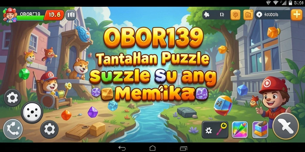 Tampilan gameplay OBOR138 yang penuh warna dan menantang puzzle.