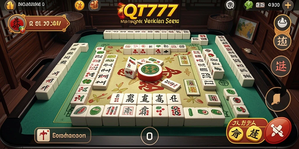 Tangkapan layar game QT777 menunjukkan momen seru saat bermain Mahjong.