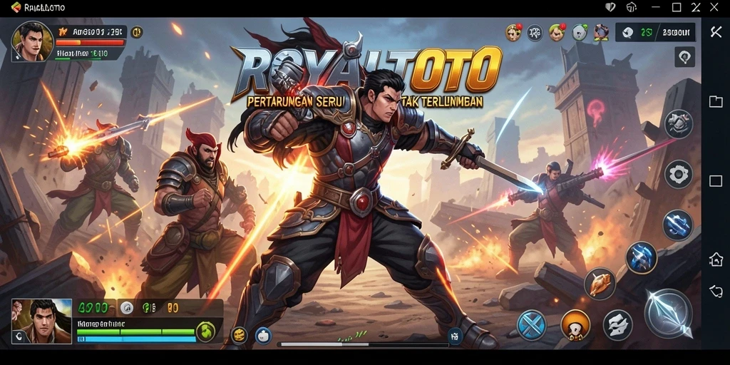 Tampilan gameplay <strong>ROYALTOTO</strong> yang menegangkan dengan aksi pertarungan yang dinamis.