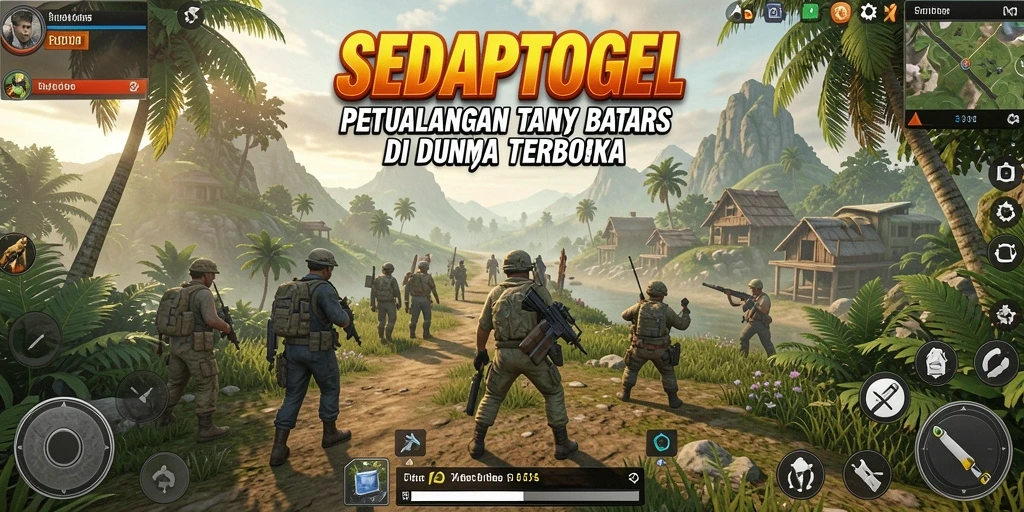 Tangkapan layar utama SEDAPTOGEL menampilkan eksplorasi dunia terbuka yang luas.